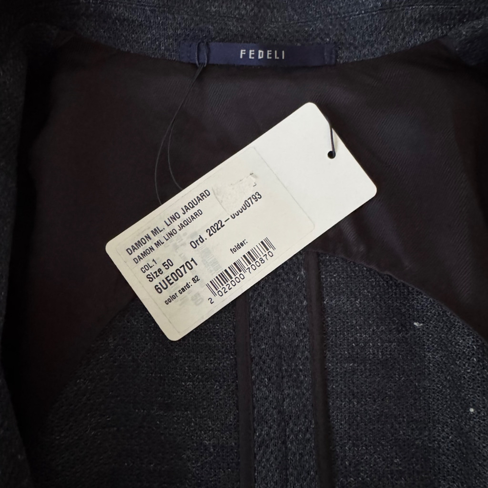 $1650 - Fedeli Damon Linen Jacquard Summer Blazer/Jacket - Navy Blue - 40 / 50 R - Picture 3 of 16